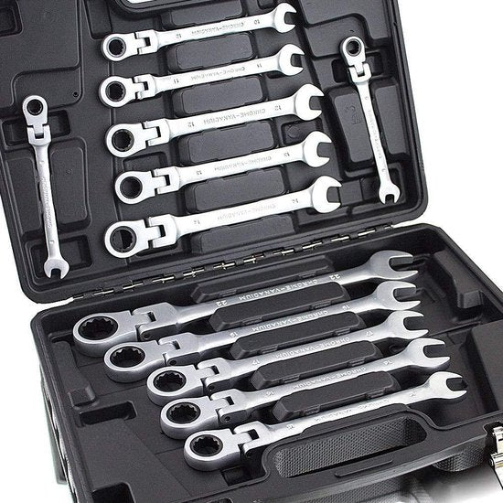 Ratelsleutelset – 12-delig – 8/22 mm – Incl. koffer
