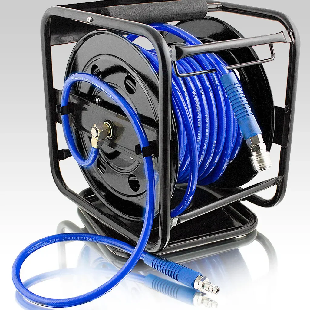 Persluchtslanghaspel – 30 meter – Handmatig – 1/4 inch aansluiting – Blauw