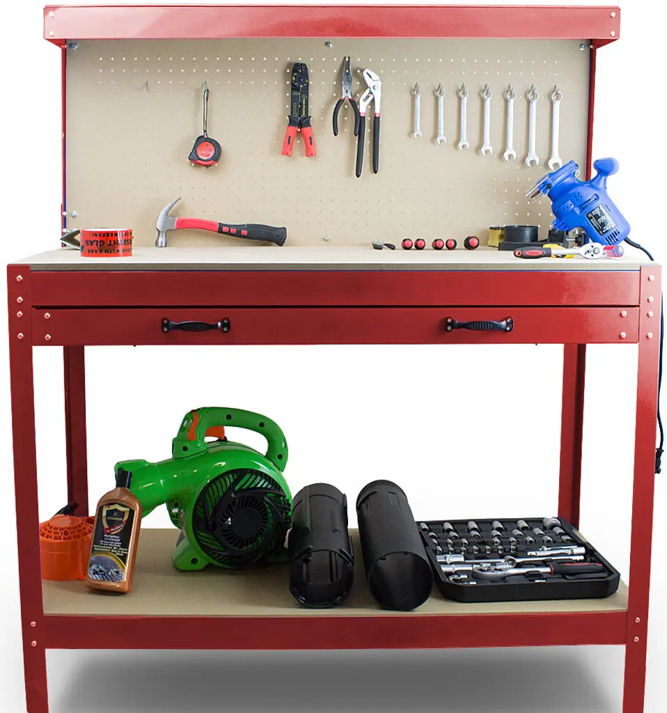 Werkbank Rood – Incl. Prikbord en Lade