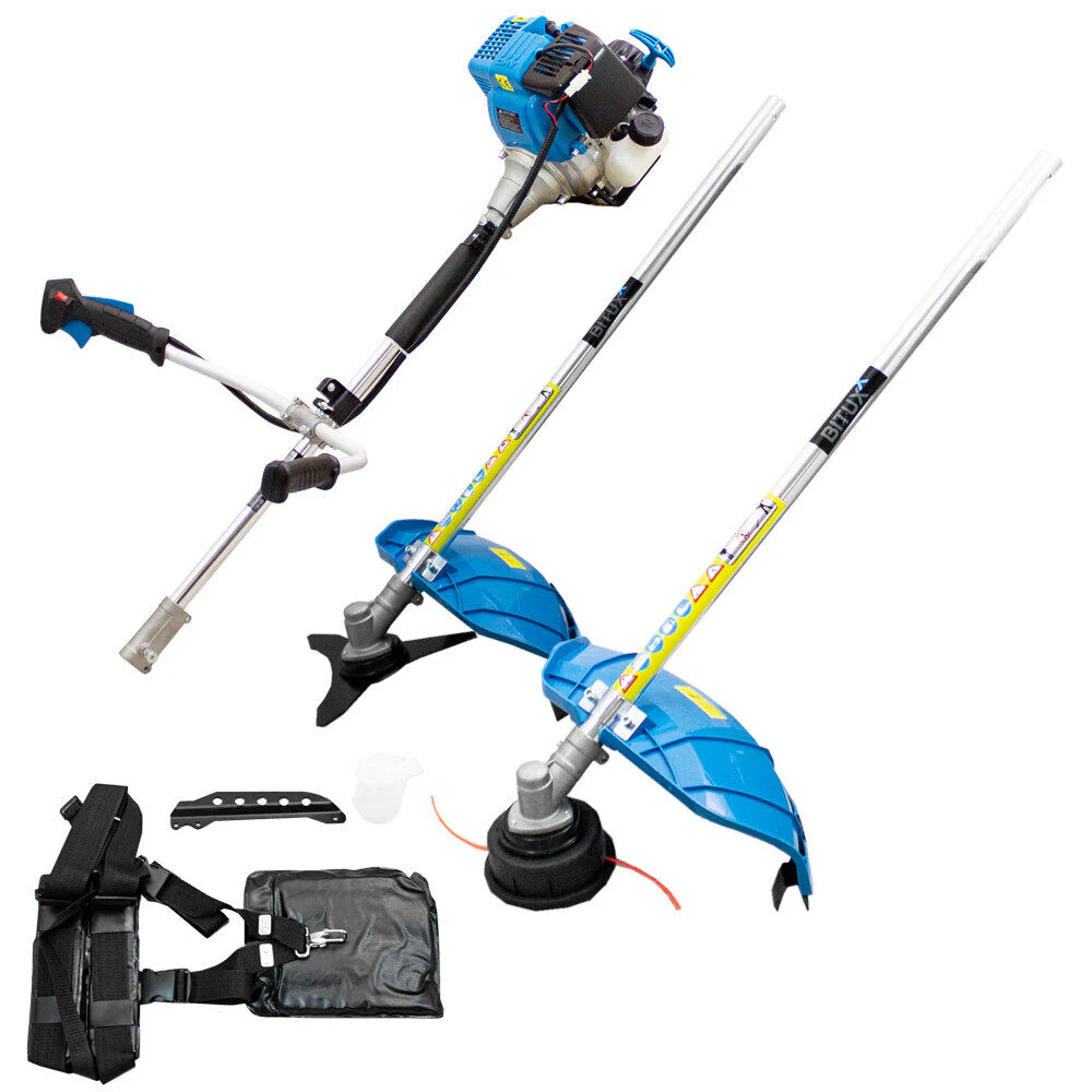 2-in-1 Benzine Bosmaaierset / grastrimmer / trimmer met draadkop – 31 cm – 4-takt – Blauw
