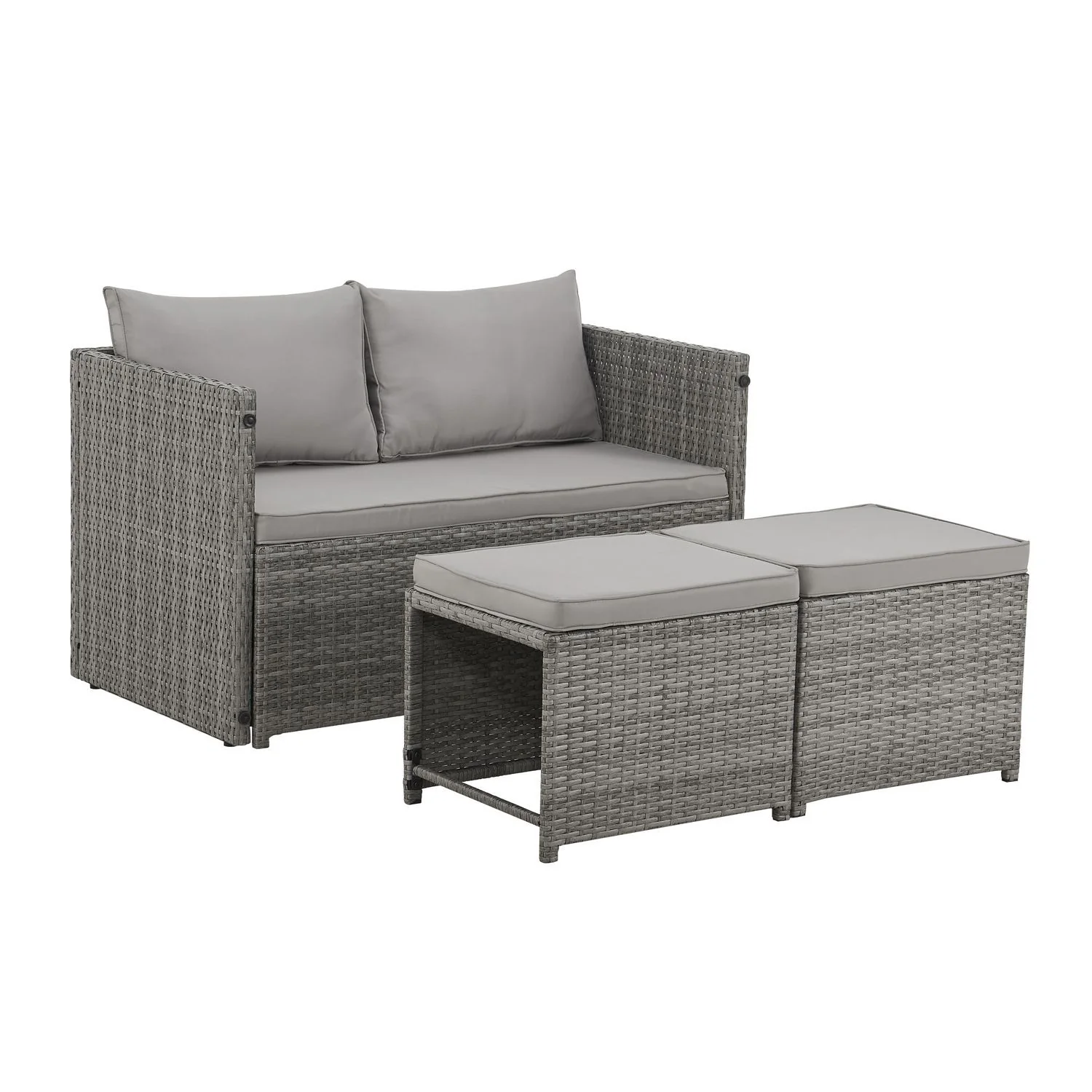 2 in 1 Polyrotan Loungeset Jamaika – Grijs