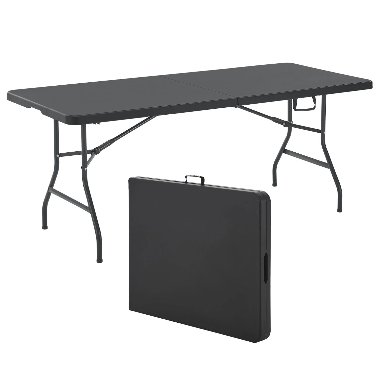 Inklapbare Campingtafel / Buffettafel / Vouwtafel XL – 76 x 183 x 74 cm – Zwart