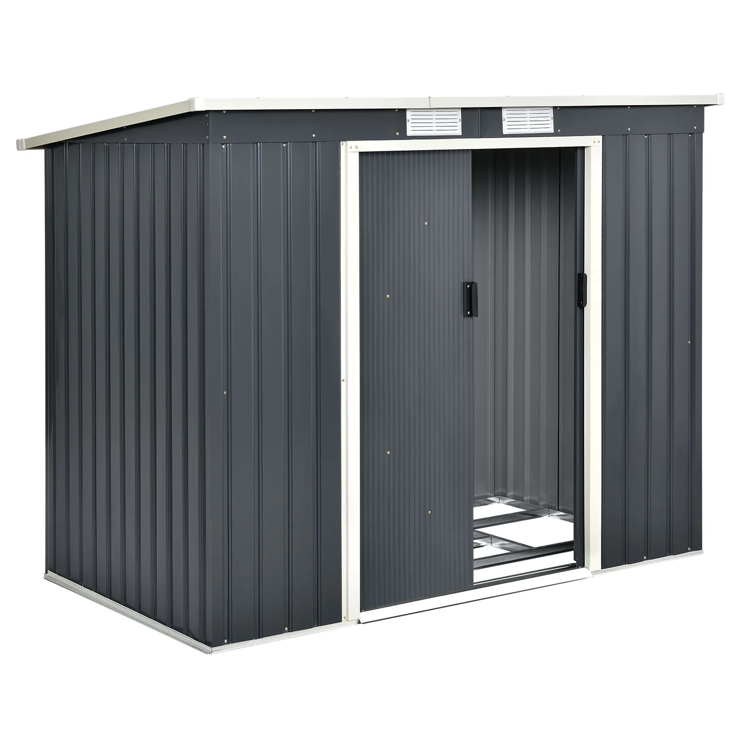 Metalen tuinhuis M – 213 × 130 × 173 cm – Grijs
