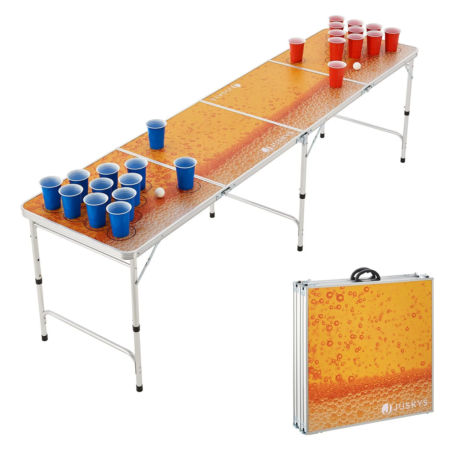 Beerpong Tafel / Beerpongset Piwo – Verstelbaar & Inklapbaar – Incl. 100 bekers & 6 ballen