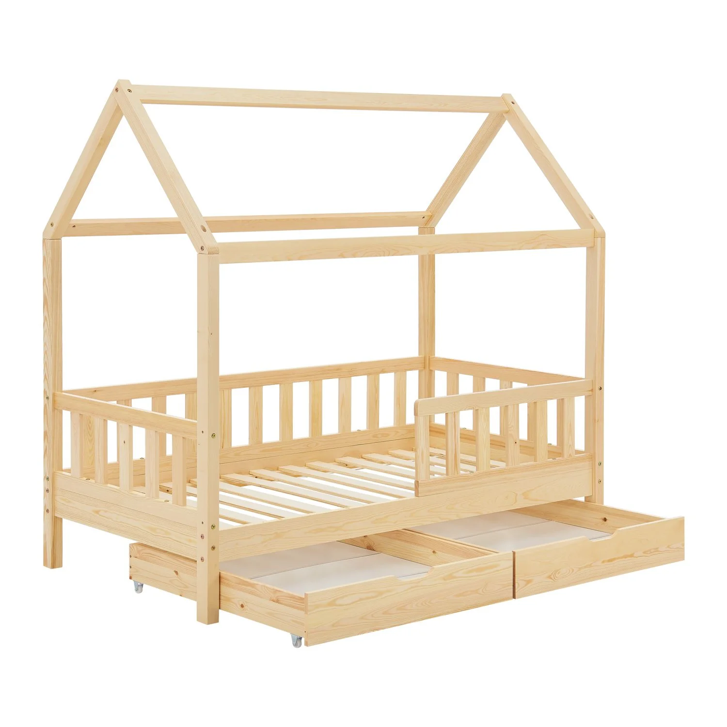 Kinderbed Marli – 80 x 160 cm – Houtkleur – Incl. lades
