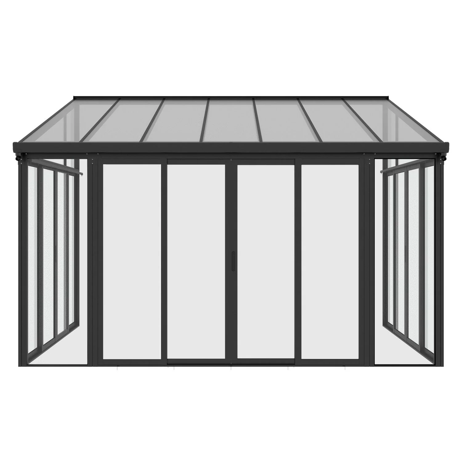 Aluminium Overkapping / Serre – Grijs – Incl. Zijwanden & Schuifdeur