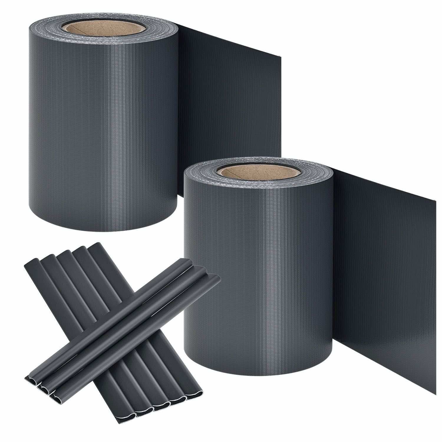 PVC Privacystrips – 2 stuks – 35 meter – Antraciet – Incl. Bevestigingsklemmen