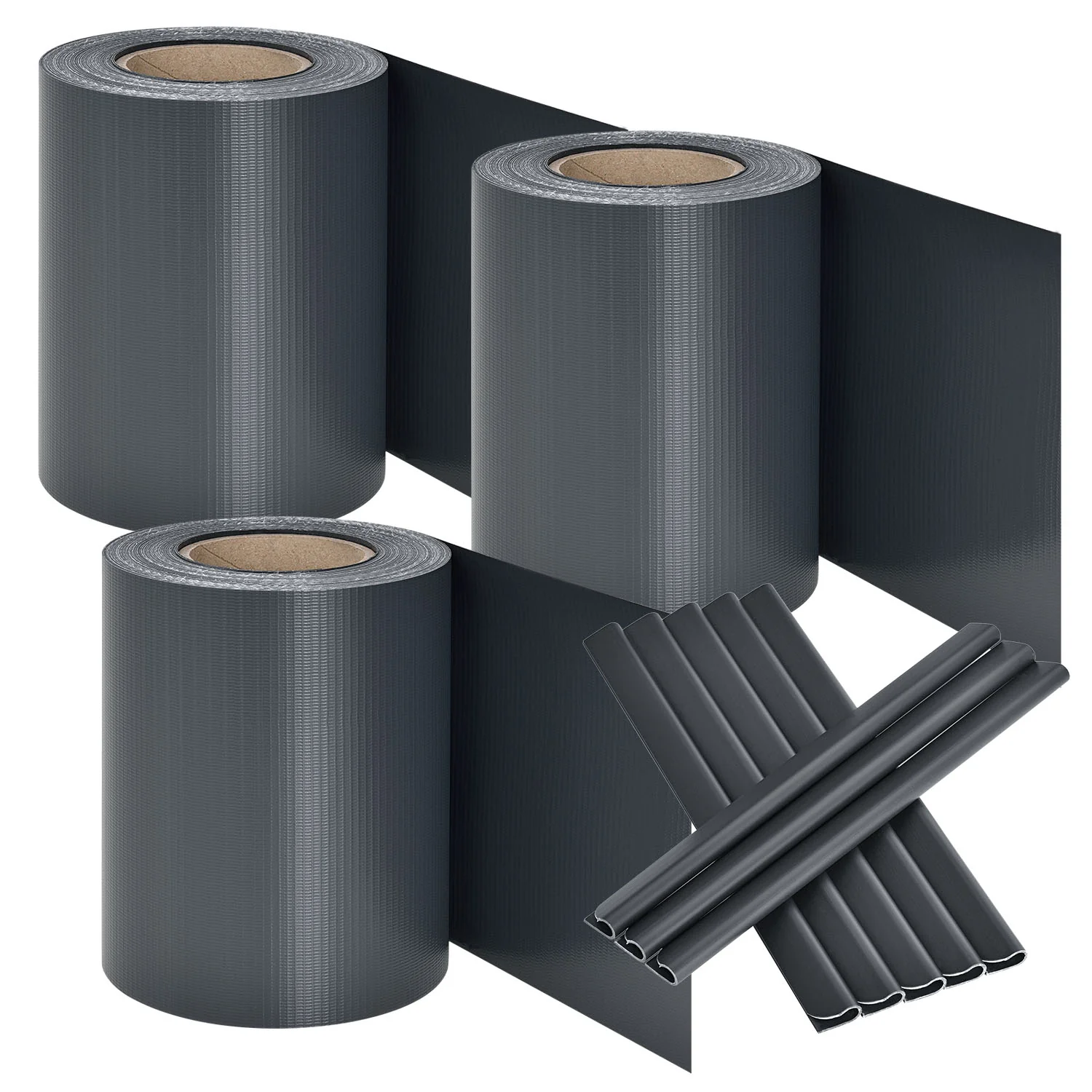 PVC Privacystrips – 3 stuks – 35 meter – Antraciet – Incl. Bevestigingsklemmen