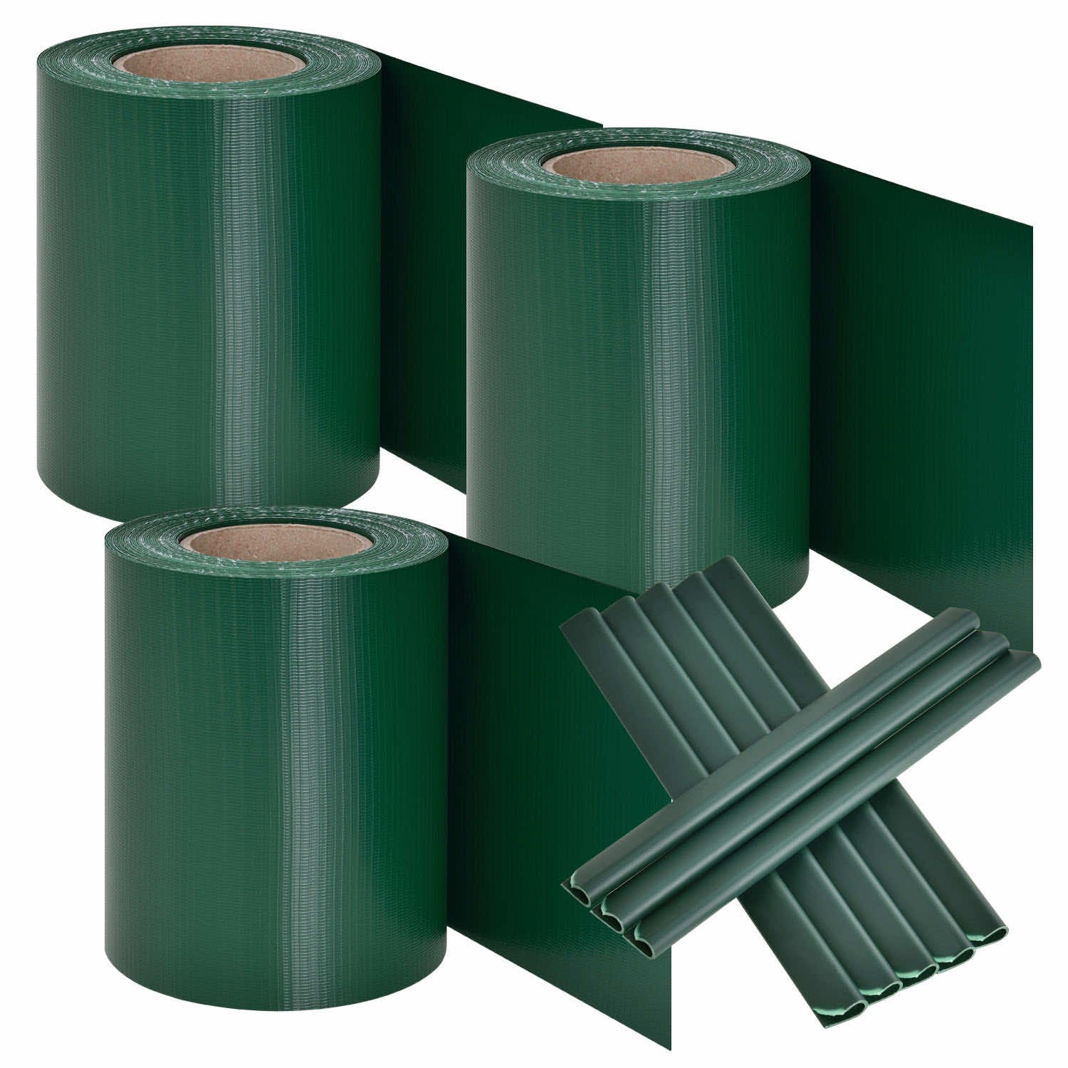 PVC Privacystrips – 3 stuks – 35 meter – Groen – Incl. Bevestigingsklemmen