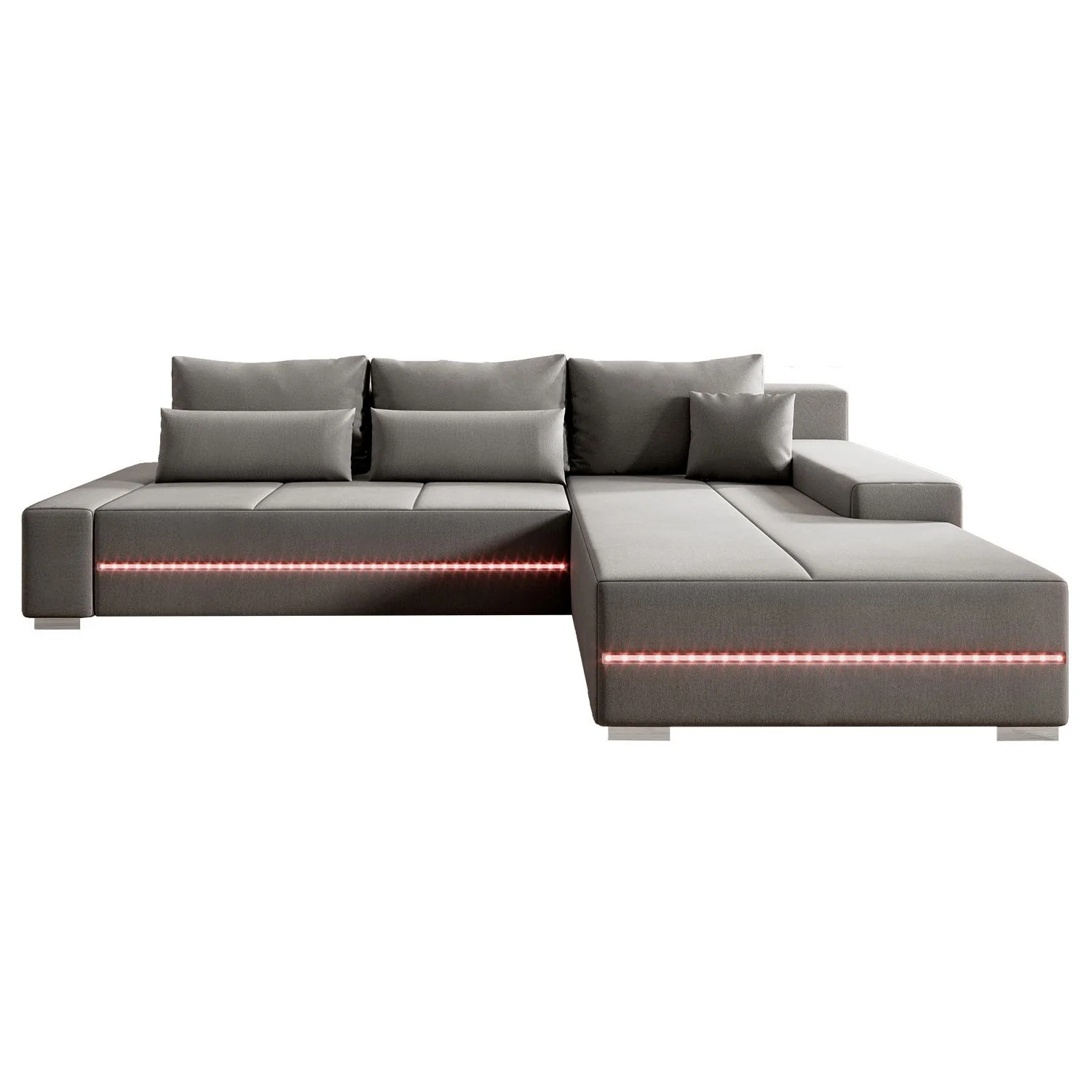 Gestoffeerde Hoekbank Davos – 260 x 72 x 180 cm – Lichtgrijs