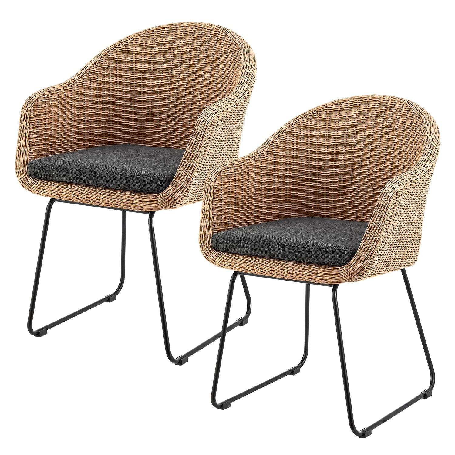 2 stuks Rotan Tuinstoelen / Kuipstoelen Cody – Incl. Kussens