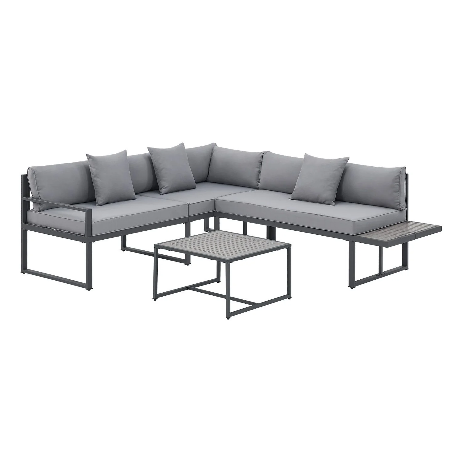 Loungeset / Tuinset St. Tropez – 4 personen – Staal / Hout – Donkergrijs