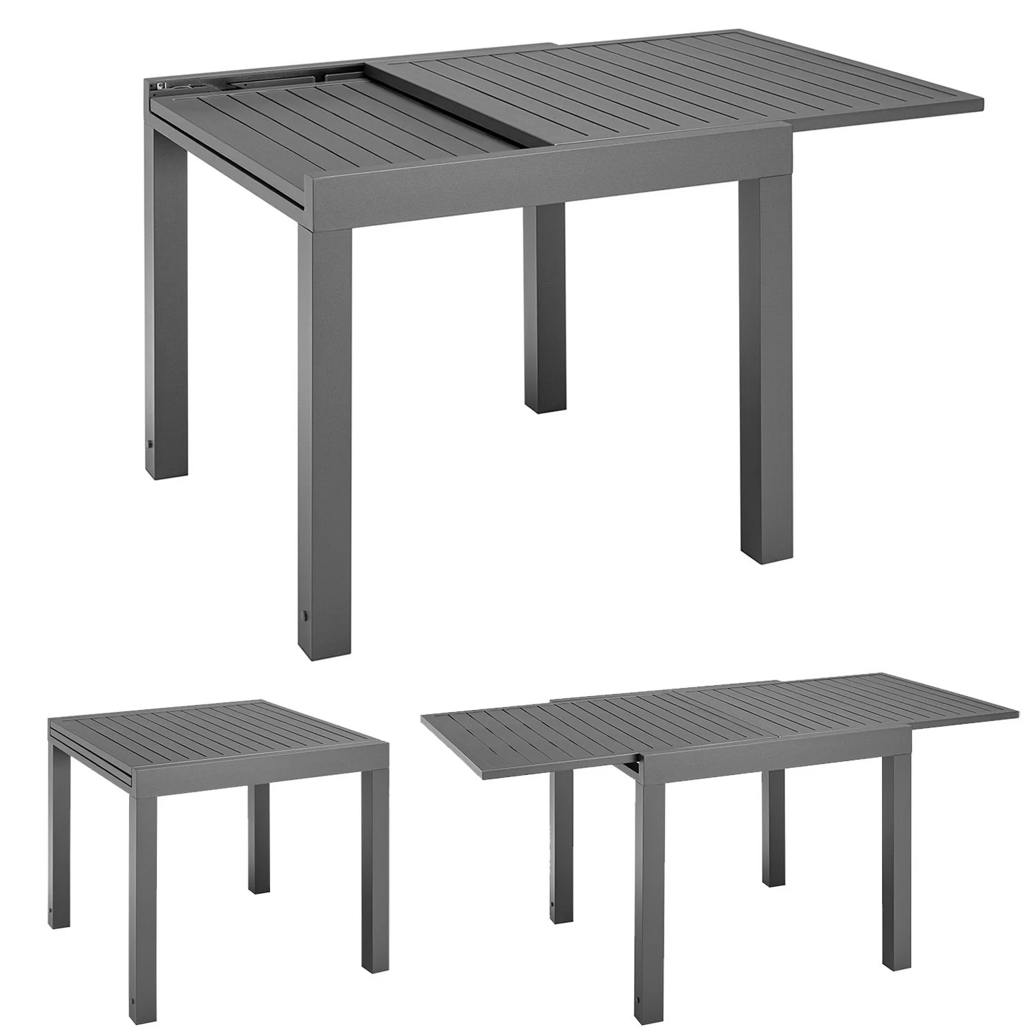 Uitklapbare Tuintafel Laki – 80 x 80 cm – Antraciet – Aluminium
