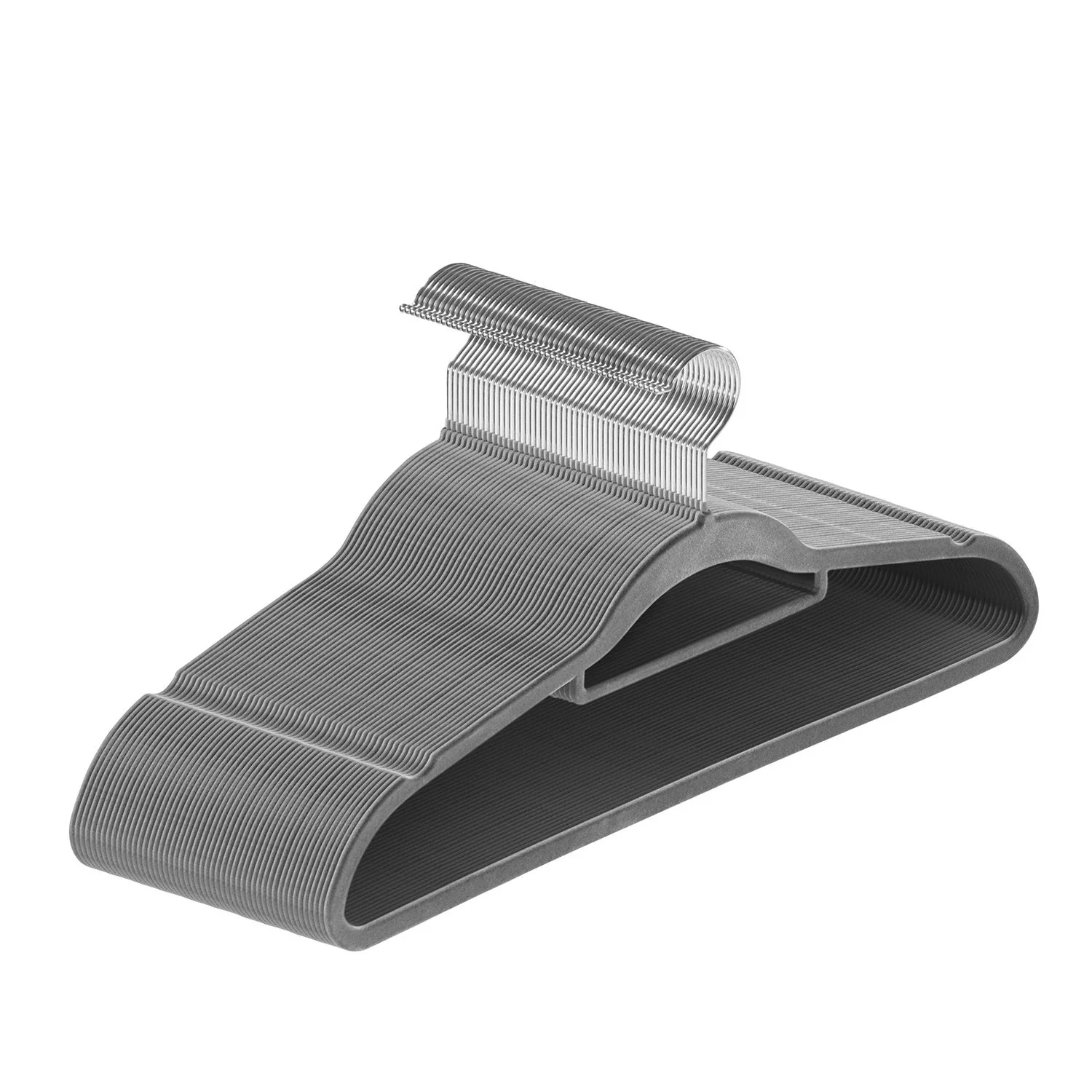 Fluwelen Kleerhangers / Kledinghanger – 50 Stuks – Grijs – Antislip