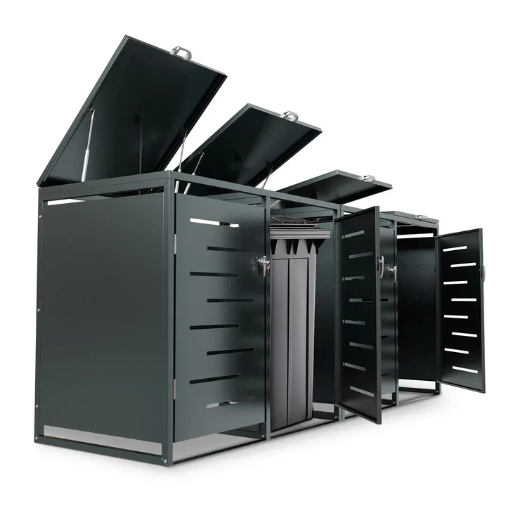 Metalen Containerberging / Opbergbox / Tuinopslagbox Arel – Voor 120L of 240L Afvalbakken – 4-Delig