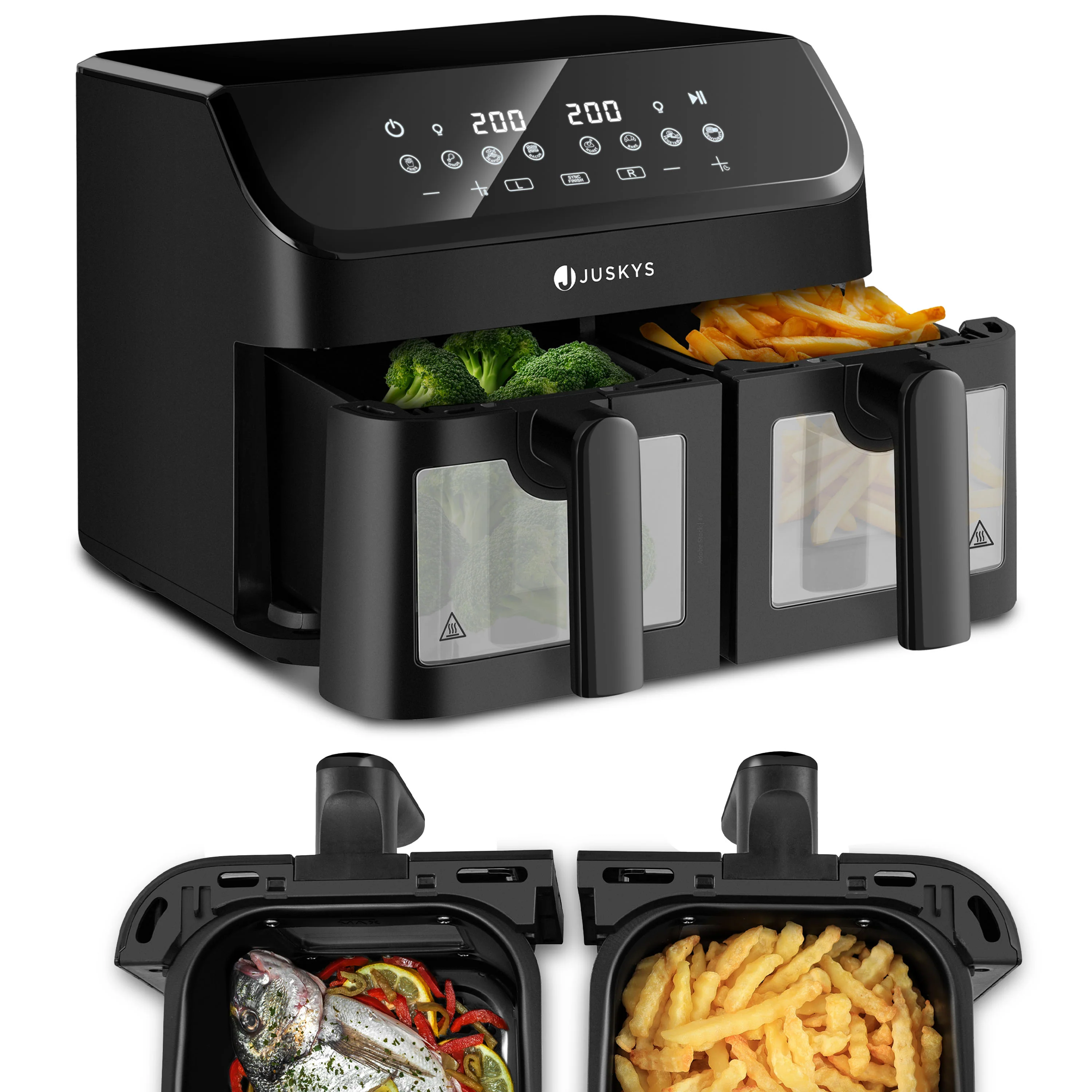 Dubbele Airfryer – Heteluchtfriteuse – 9 liter -9 Kookprogramma’s