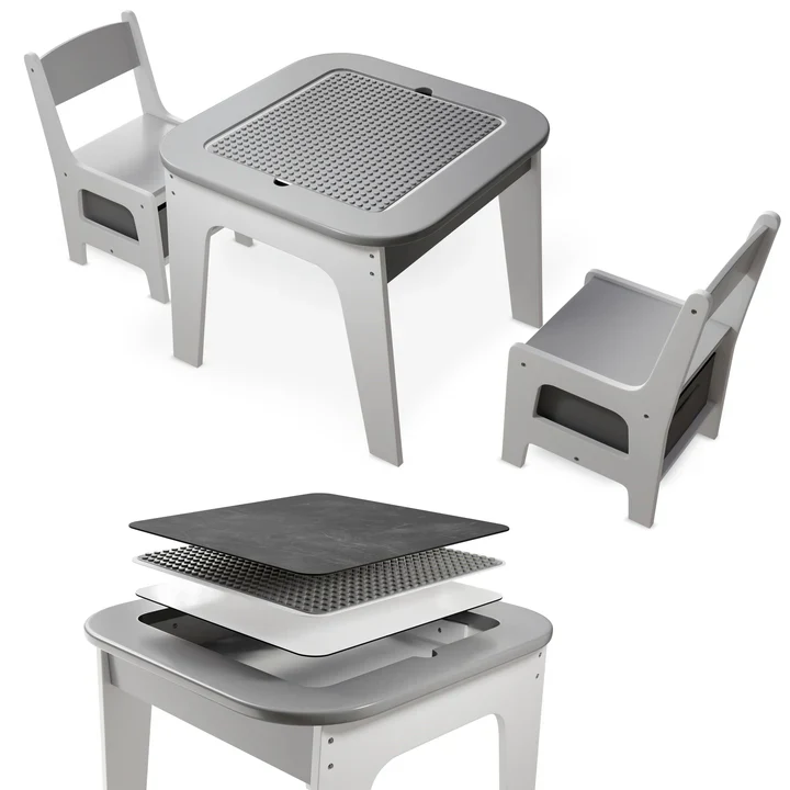 Kinderzitgroep Milou – Met 2 stoelen en 1 tafel – Grijs