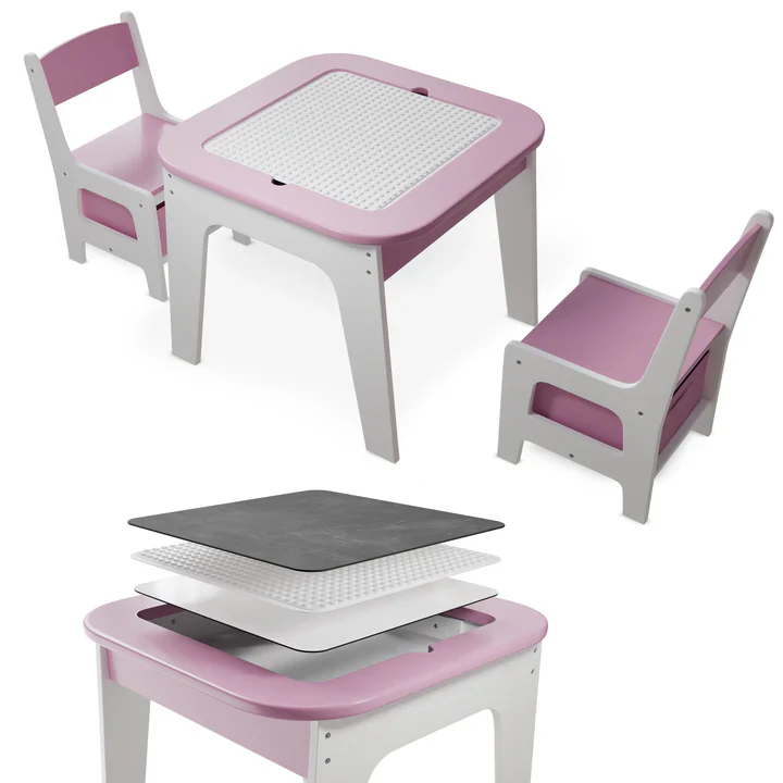 Kinderzitgroep Milou – Met 2 stoelen en 1 tafel – Roze