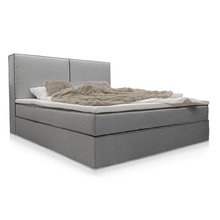Boxspring Detroit – Chenillestof – Incl. Opbergruimte – Grijs