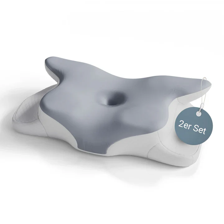 Nekkussen – Memory Foam – Wit / Grijs – Set van 2
