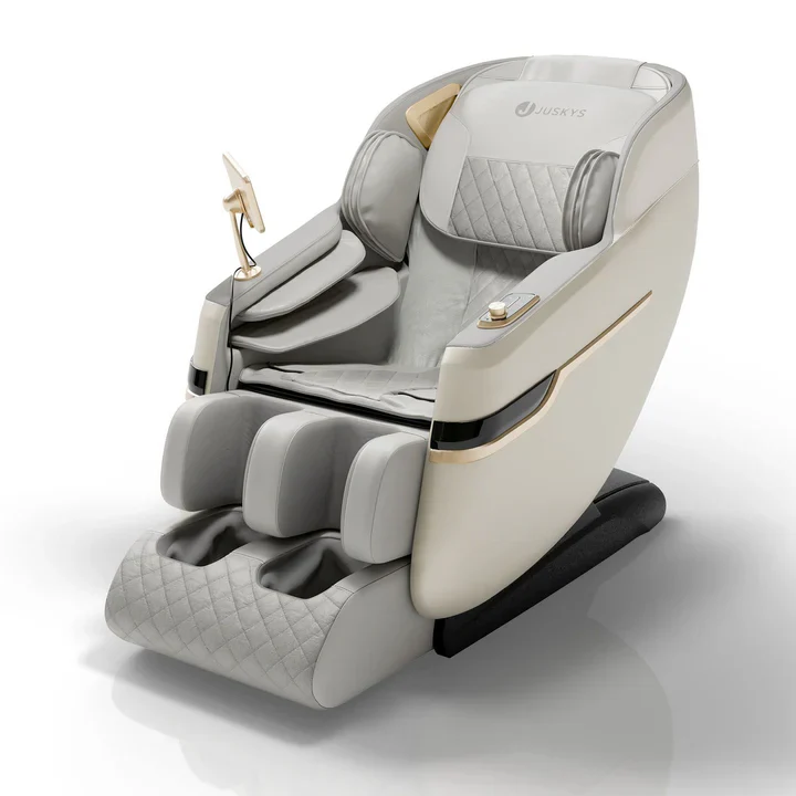 Massagestoel NAXOS – Volledige lichaamsmassagefunctie – Airbagmassagetechnologie – Wit/Grijs