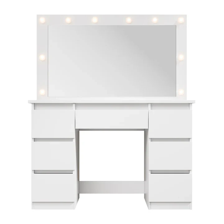 Kaptafel / Schminktafel Lilia – Incl. LED en Lades – Wit