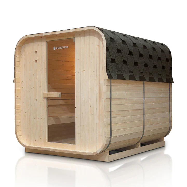 Vierkante Barrelsauna Nolvik – Incl. Toebehoren – 220×185 x194 cm