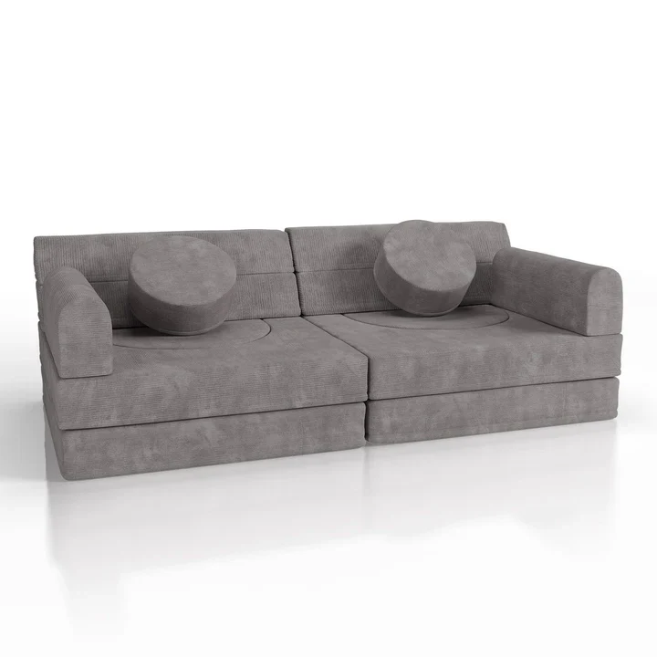 Kinderbank Kayo – Corduroy – Incl. Kussens – Lichtgrijs