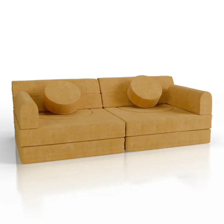 Kinderbank Kayo – Corduroy – Incl. Kussens – Geel