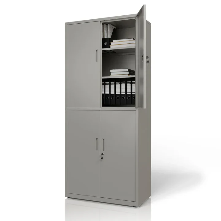 Metalen Archiefkast / Kantoorkast – Incl. slot en 2 sleutels – Lichtgrijs