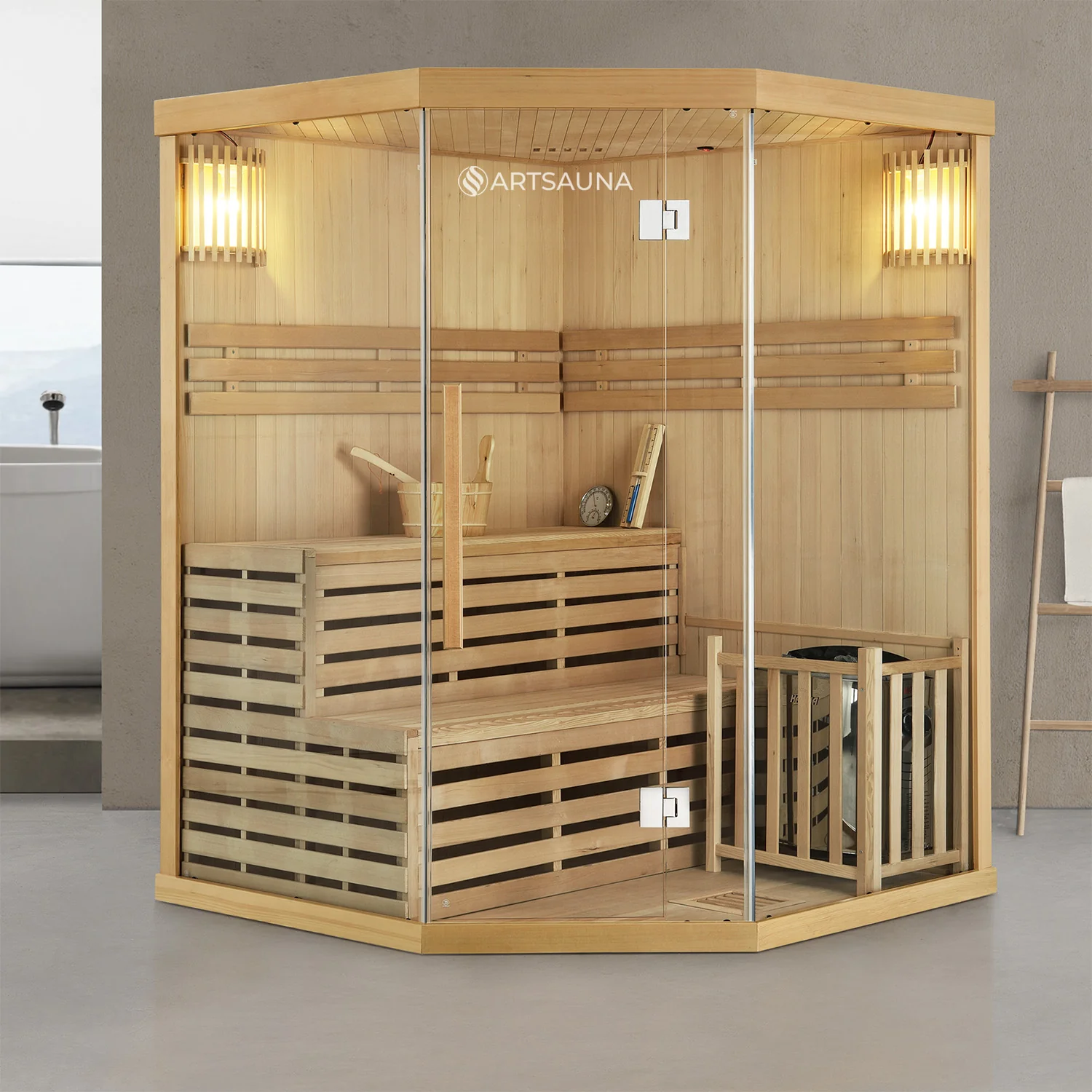 Binnensauna Espoo 150 Premium – Finse saunacabine – 150x150x200 cm