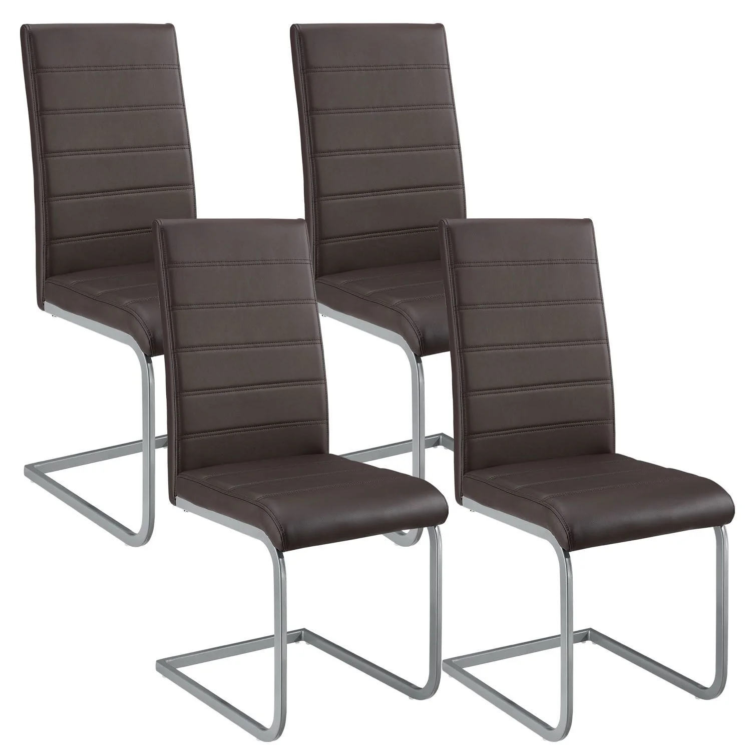 4 Eetkamerstoelen / stoel – Vegas – Kunstleer – Bruin