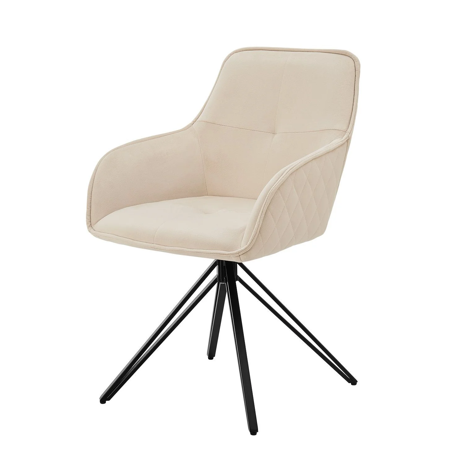 Eetkamerstoel / Draaistoel / Kuipstoel Clyde – Beige – Metalen onderstel