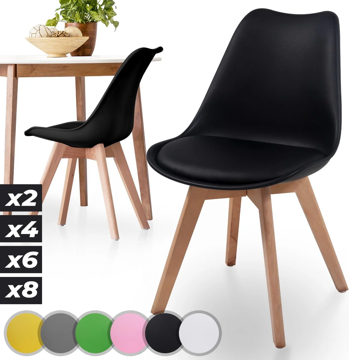Eetkamerstoelen – Kuipstoelen – Zwart – Set van 2