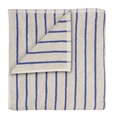 Blomus Arto Badlaken Moonbeam / Mazarine Blue Narrow Stripes (70 x 140 cm)
