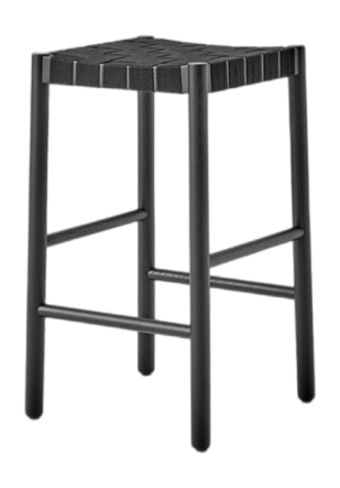 Barkruk &Tradition Betty TK7 Black lacquered ash frame Felt Gliders Black linen webbing