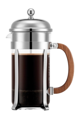 Bodum Chambord Cafetière Zilver Met Houten Handvat 8 Kops 1 L