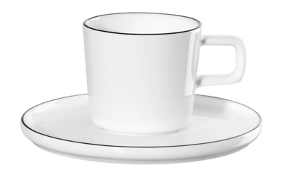 ASA Selection Oco Ligne Noire Espressokop en Schotel Wit 80 ml