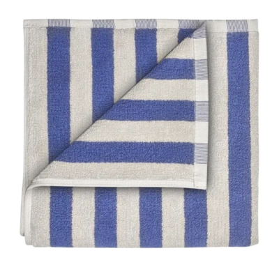 Blomus Arto Handdoek Moonbeam / Mazarine Blue Wide Stripes (50 x 100 cm)