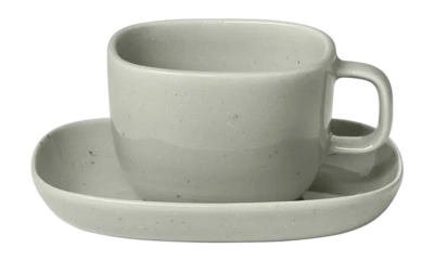 Blomus Vahlo Koffiekop & Schotel Mirage Gray 200 ml Set van 2