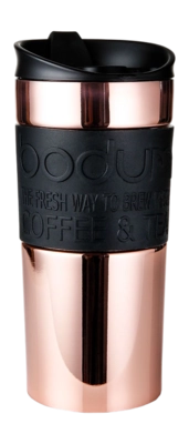 Bodum Travel Mug Reisbeker Koper / Zwart Dubbelwandig Met Siliconen Rand 350 ml