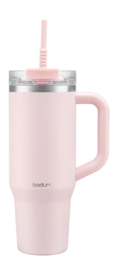 Bodum Travel Mug Reisbeker Strawberry Vacuüm Gepoedercoat met Handvat en Rietje 1,2 L