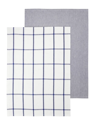 Blomus Taulo Theedoek White / Mazarine Blue Square 50 x 70 cm (Set van 2)