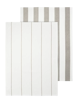 Blomus Taulo Theedoek White / Mourning Dove Stripes 50 x 70 cm (Set van 2)