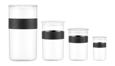 Bodum Presso Voorraadpotten Zwart Met Siliconen Band (Set van 12)