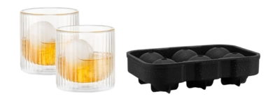 Bodum Douro Bar Whiskyset Zwart Met IJsbalvorm en Whiskeyglazen 300 ml (3-Delig)